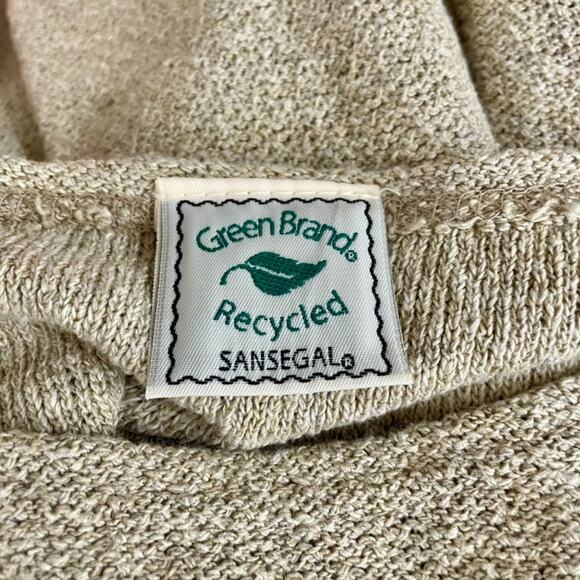 Vintage 1990s Green Brand Oatmeal Marled Knit Sweater XL - Picture 12 of 14